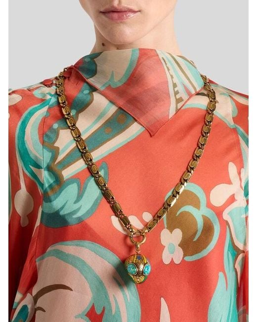 Etro Metallic Necklace With Alien Pendant