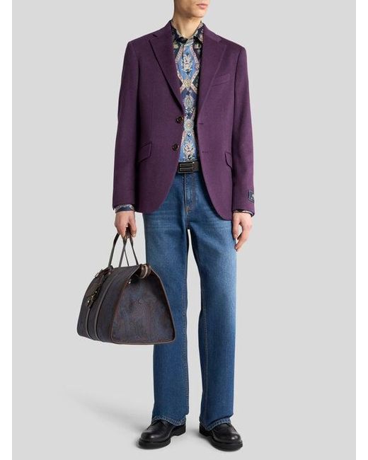 Etro Purple Single-Breasted Cashmere Jacket for men
