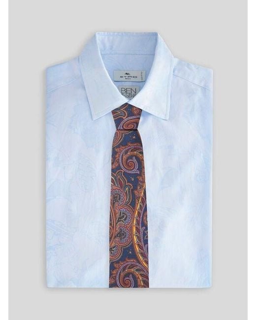 Etro Purple Printed Silk Tie for men