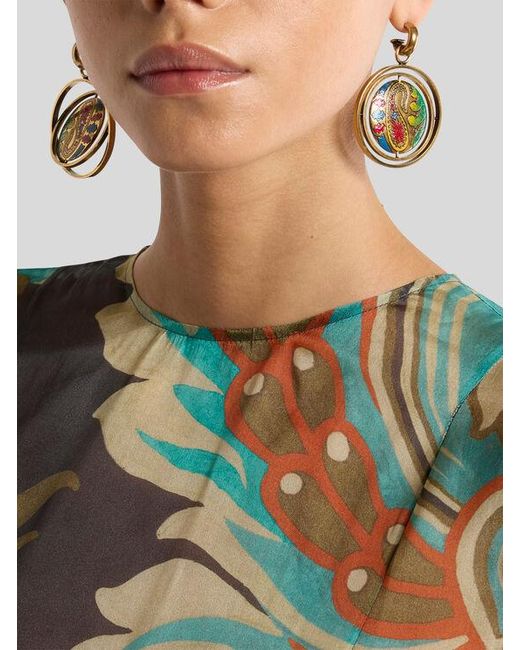 Etro Metallic Drop Earrings With Paisley Button