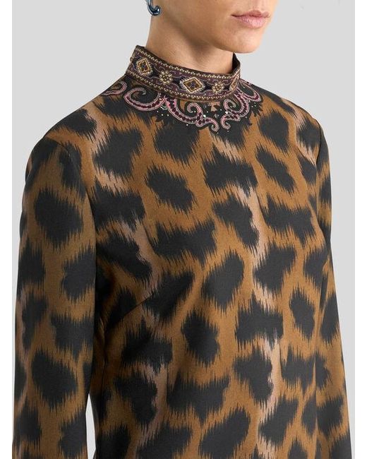 Etro Brown Mini Tunic Dress