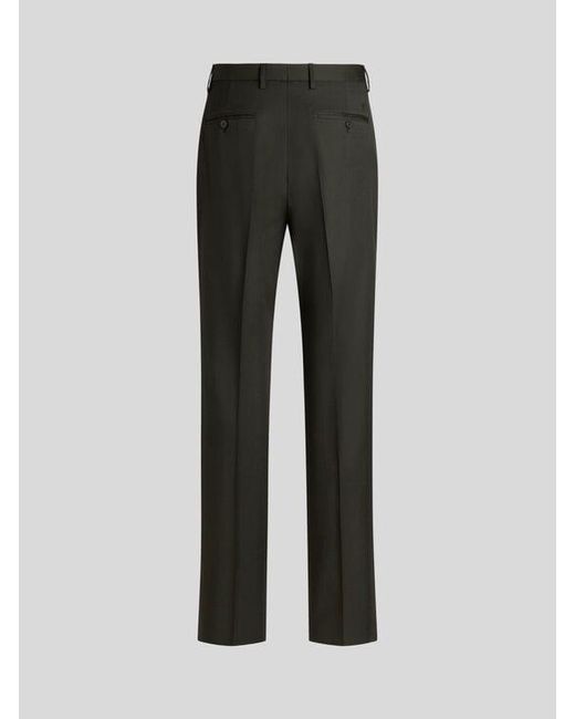 Etro Black Cool Wool Trousers With Crease Detail for men