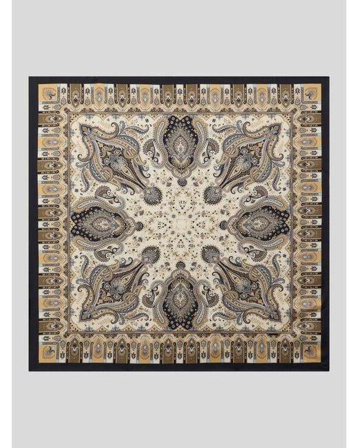 Etro Metallic Silk Twill Scarf With Paisley Motif