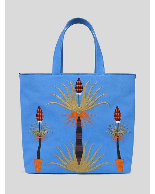 Etro Blue X Agostino Iacurci Large Canvas Tote Bag