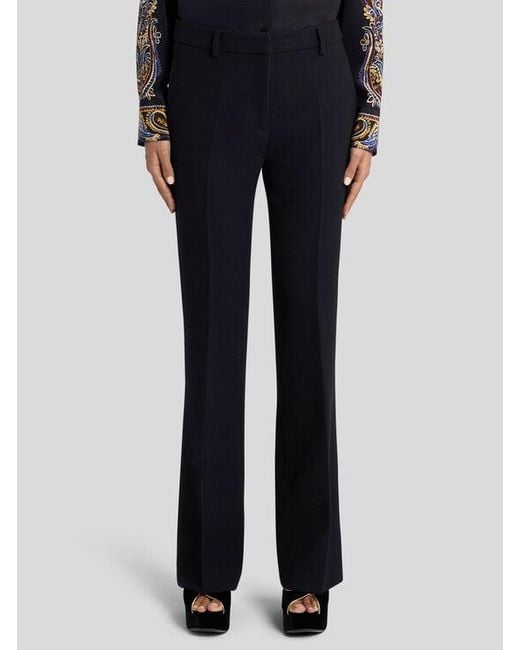 Etro Black Tailored Bootcut Wool Trousers