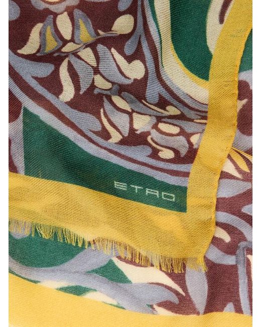 Etro Green Floral Paisley Scarf