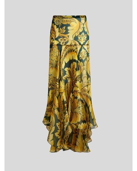 Jupe Longue En Soie À Motif Fleurs Et Abeilles, Femme, Taille Etro en coloris Green