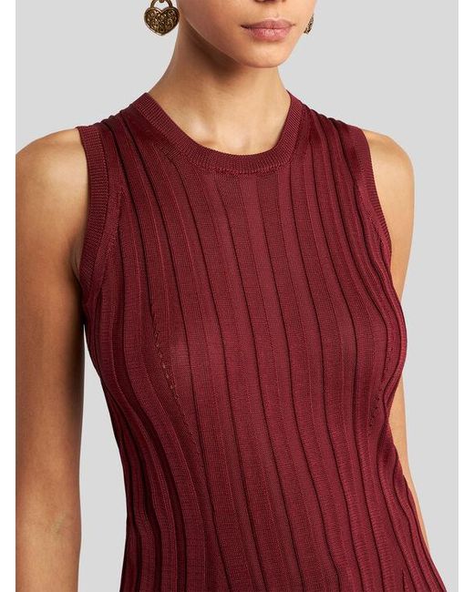 Etro Red Ribbed Top