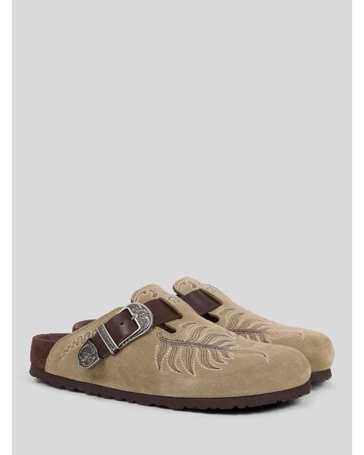 Etro Brown Birkenstock By Embroidered Suede Boston Clogs for men