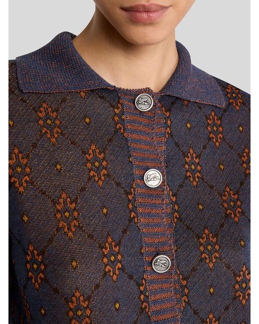 Etro Black Cardigan With Tie-Style Motif