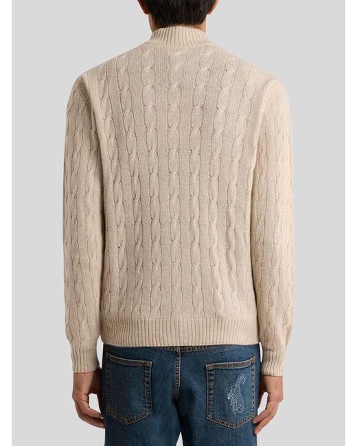 Etro Natural Plain-Coloured Cashmere Cardigan for men