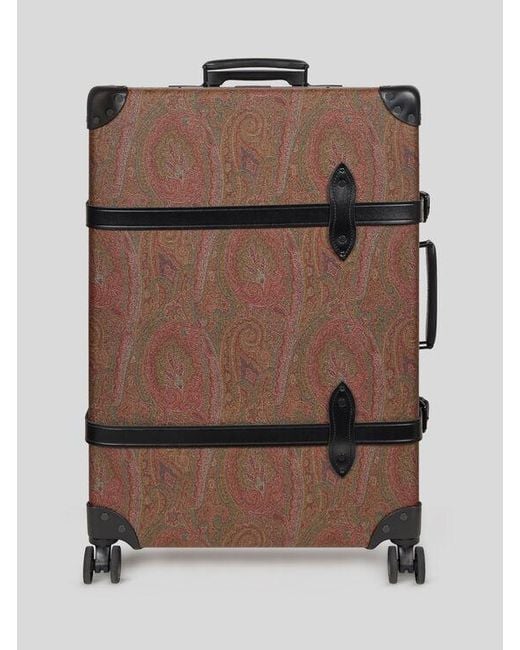 Etro Brown X Globe-Trotter Arnica And Leather Check-In Case With Buckles for men