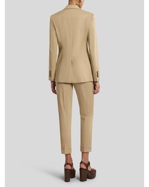 Etro Natural Stretch Cotton Jacket With Pegaso Buttons