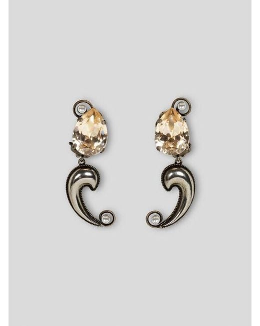 Etro Earrings With Mini Metallic Paisley Detail And Crystal