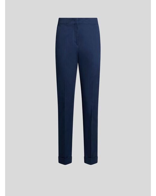 Pantalon Cropped En Coton Stretch, Femme, Taille Etro en coloris Blue