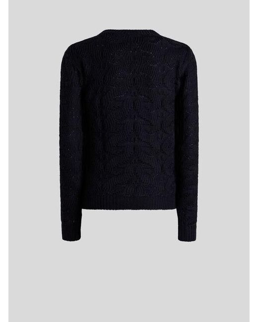 Etro Black Wool-Blend Sweater With Paisley Detailing