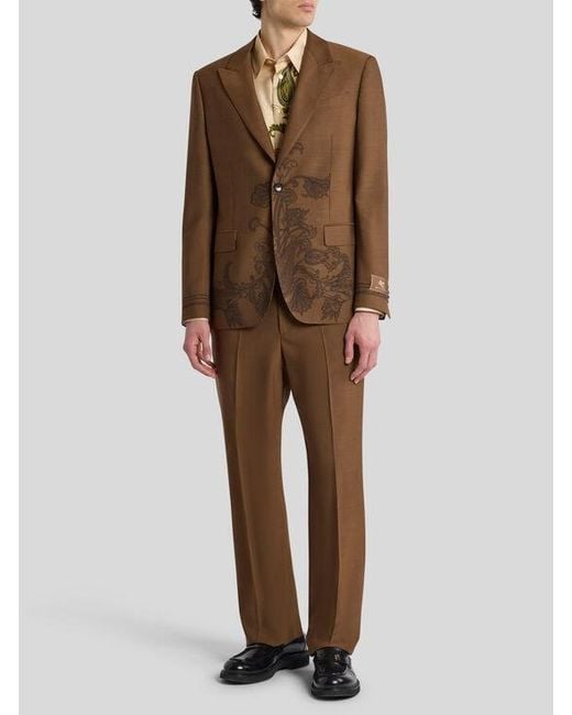 Etro Brown Wool Trousers for men