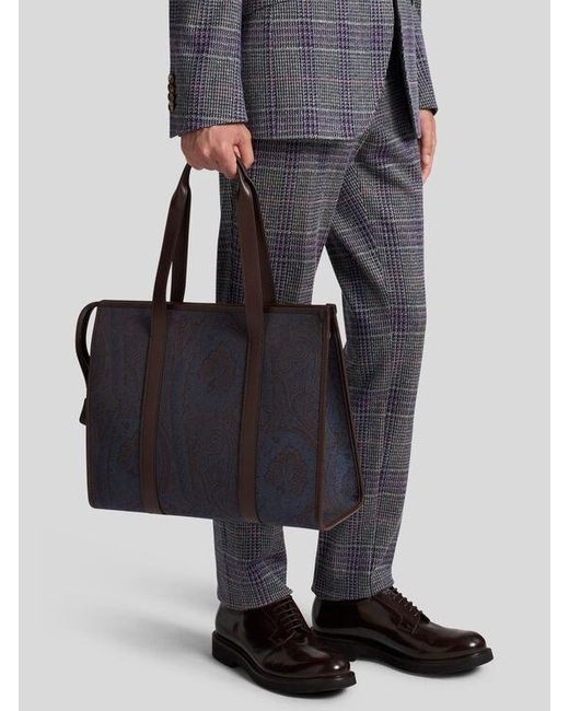 Etro Purple Essential Jacquard Tote Bag for men