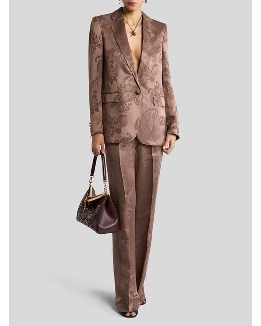 Etro Brown Jacquard Single-Breasted Jacket With Floral Paisley Motif