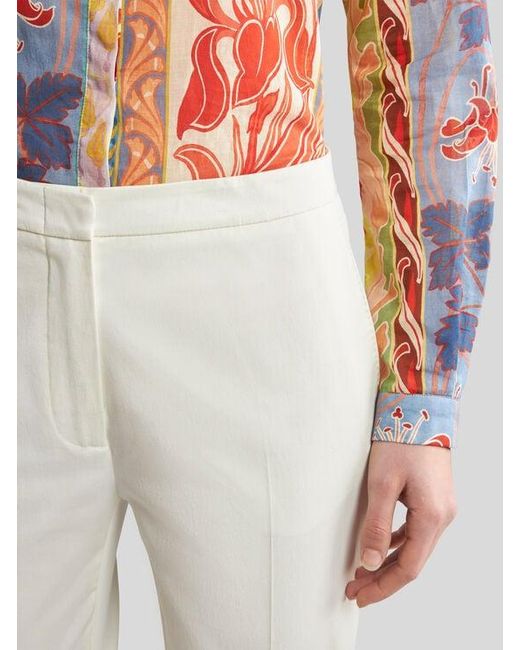 Etro White Flared Stretch Cotton Trousers