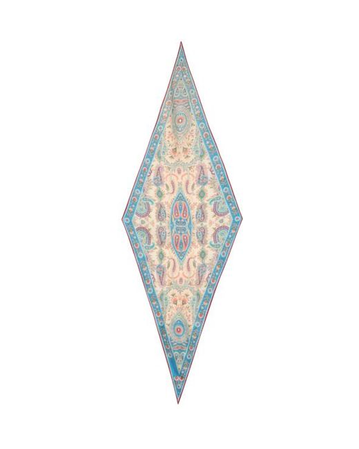 Etro Blue Silk Scarf With Floral And Leafy Paisley Motif