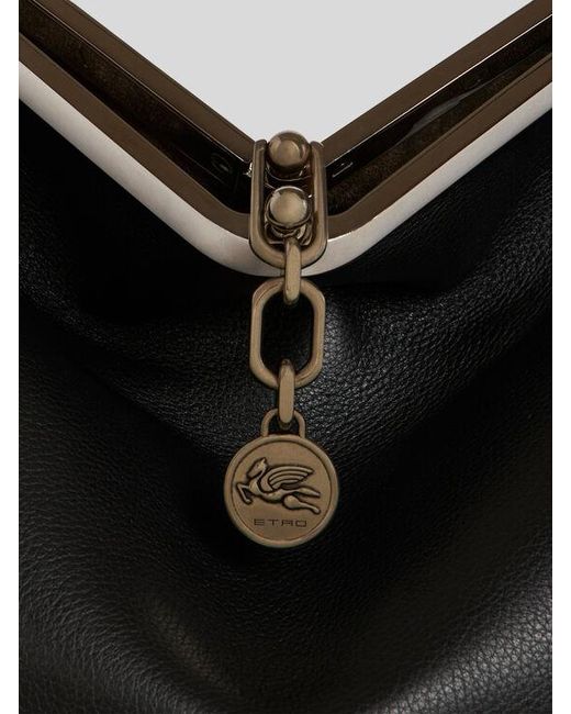 Etro Black Large Leather Vela Bag for men