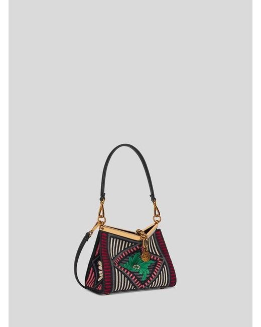 Etro Multicolor Small Vela Bag With Floral Embroidery