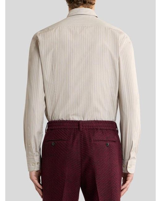 Etro White Striped Cotton Shirt for men