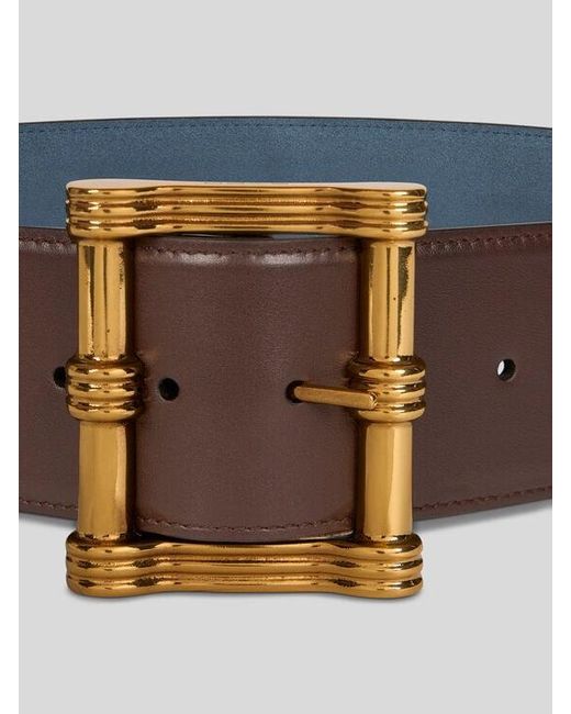 Etro Brown Reversible Leather Maxi Belt