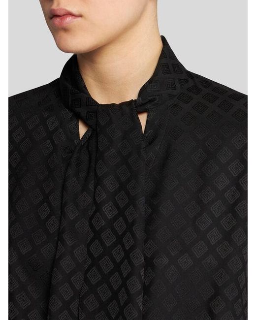 Etro Black Jacquard Scarf-Collar Shirt