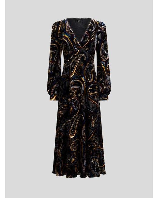 Etro Black Midi Wrap Dress
