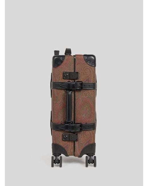 Etro Brown X Globe-Trotter Arnica And Leather Carry-On Case With Buckles for men