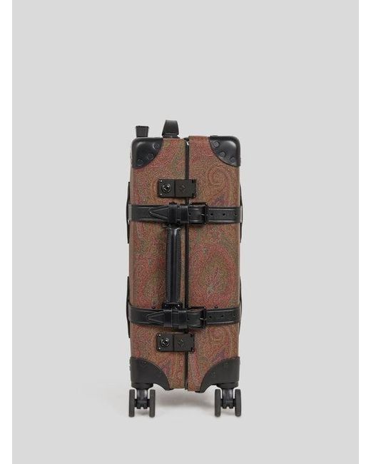 Etro Brown X Globe-Trotter Arnica And Leather Carry-On Case With Buckles for men