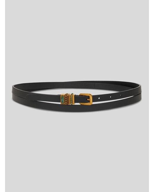 Etro Black Leather Belt With Jewel Stones