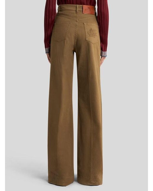 Etro Natural Flared Denim Jeans With Pegaso Buttons