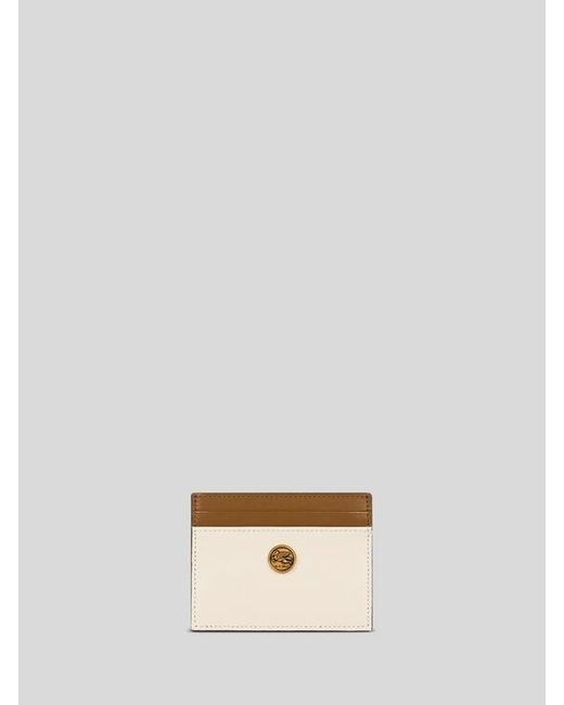 Etro White Two-Tone Leather Card Holder