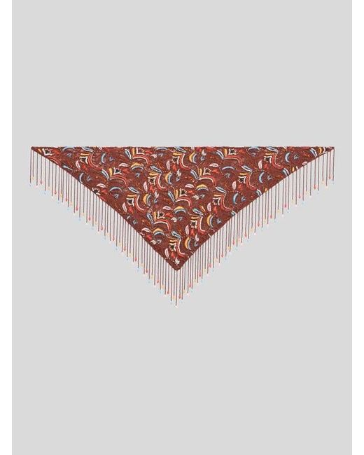 Etro Pink Triangular Lace Scarf With Beads