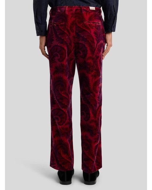 Pantalon En Velours Imprimé, Homme, Taille Etro pour homme en coloris Red