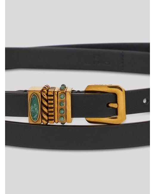 Etro Black Leather Belt With Jewel Stones