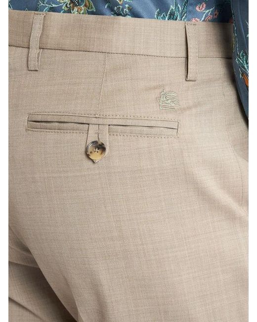 Etro Natural Tailored Wool Trousers for men