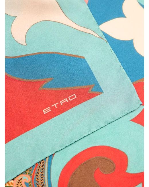 Etro Multicolor Silk Scarf With Floral Motif And Paisleys