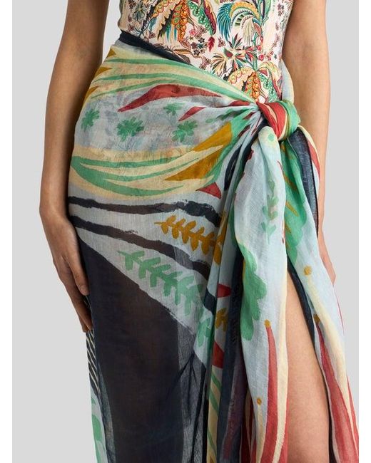 Etro Blue X Tabby Booth Modal-Blend Scarf With Placed Print