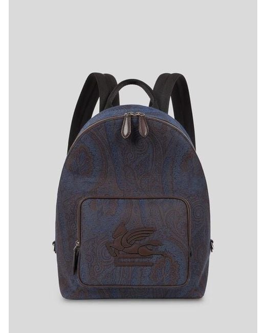 Etro Blue Essential Jacquard Backpack for men