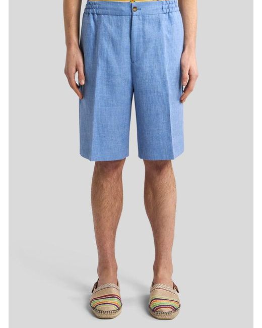 Etro Bermudas Aus Leinen Und Wolle, Herren, Größe in Blue für Herren