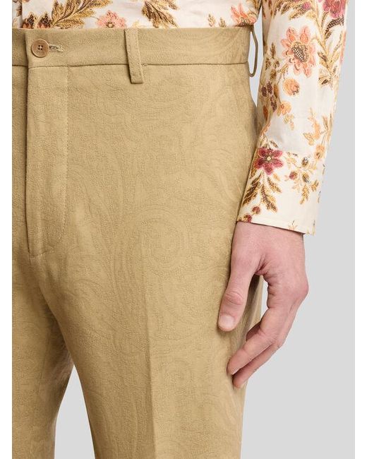 Etro Natural Cotton Jacquard Trousers for men