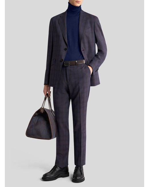 Etro Anzug Aus Einer Wollmischung Mit Karomuster, Herren, Größe in Blue für Herren