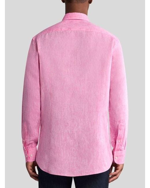 Etro Pink Linen Shirt With Pegaso for men