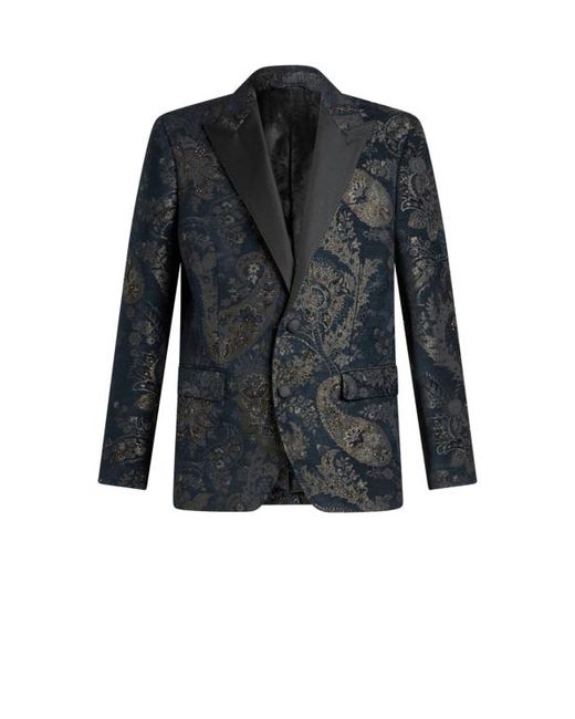 Etro Black Jacquard Blazer With Embroidery for men