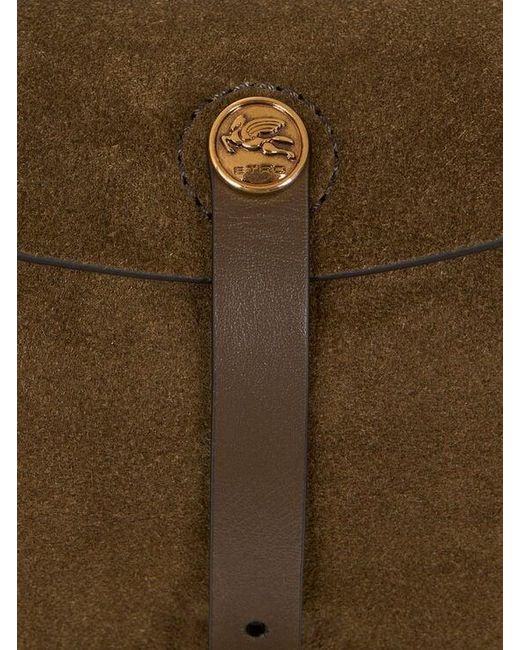 Etro Brown Medium Suede Pony Bag