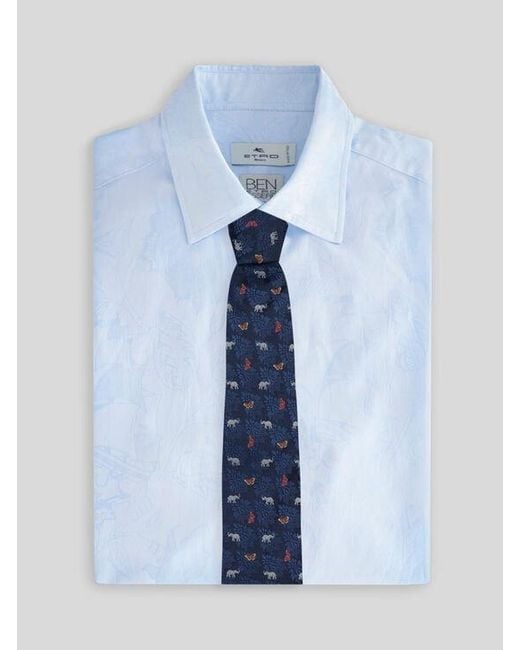 Etro Blue Patterned Tie for men